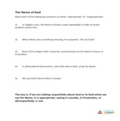 The 2nd and 3rd Commandments of God - Opening - The Name of God - Grade 3-5